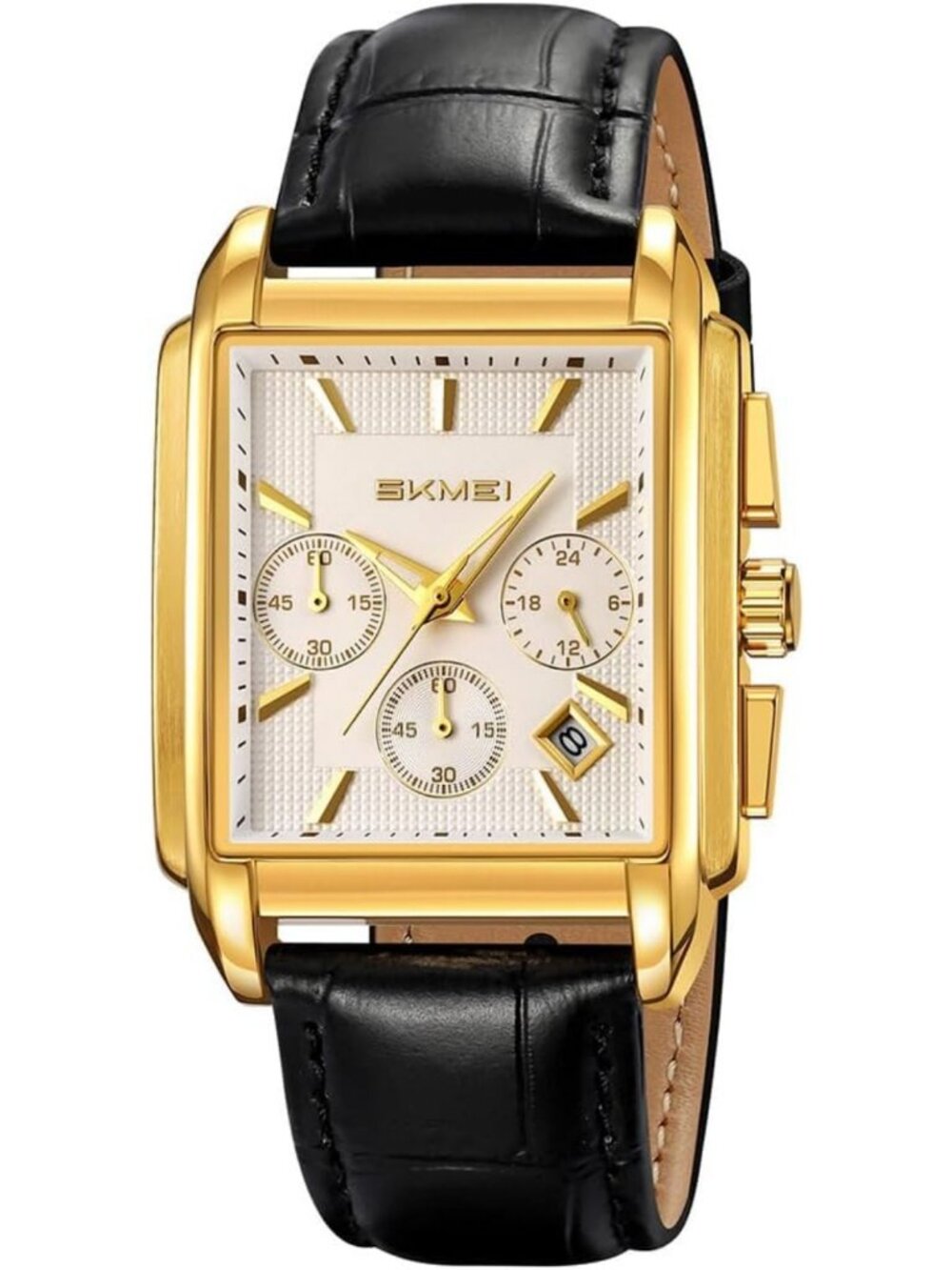 Stylish Men's Square Chronograph Watch - Waterproof Luxury Analog in Gold